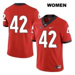 Women's Georgia Bulldogs NCAA #42 Mitchell Werntz Nike Stitched Red Legend Authentic No Name College Football Jersey SLQ1354CQ